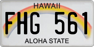 HI license plate FHG561