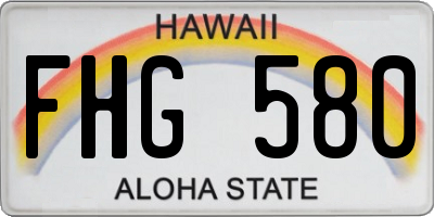 HI license plate FHG580