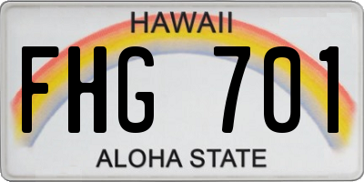 HI license plate FHG701