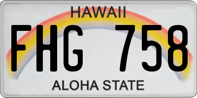 HI license plate FHG758