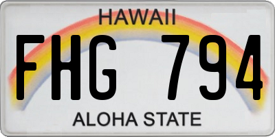 HI license plate FHG794