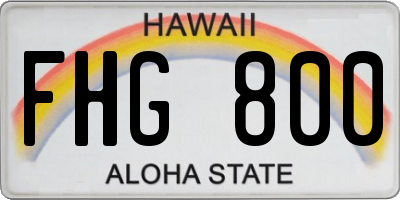HI license plate FHG800