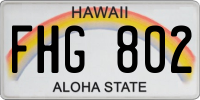 HI license plate FHG802
