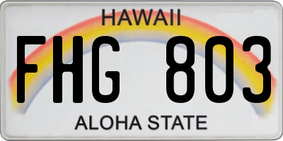 HI license plate FHG803