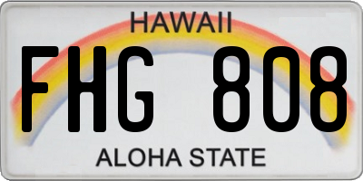 HI license plate FHG808