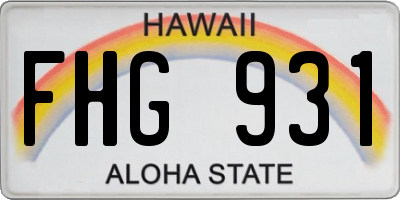 HI license plate FHG931