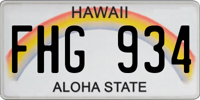 HI license plate FHG934