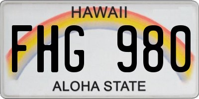 HI license plate FHG980