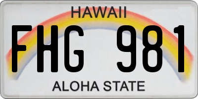 HI license plate FHG981