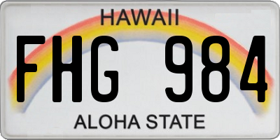 HI license plate FHG984