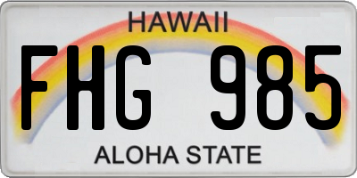 HI license plate FHG985