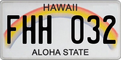 HI license plate FHH032