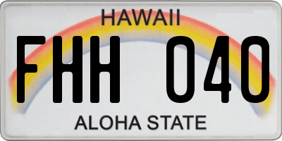 HI license plate FHH040