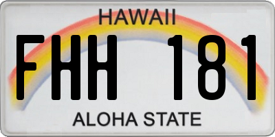 HI license plate FHH181