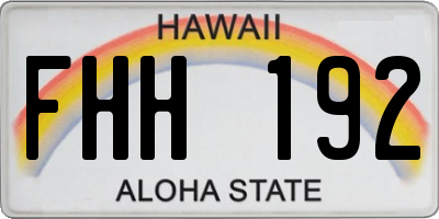 HI license plate FHH192