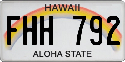 HI license plate FHH792