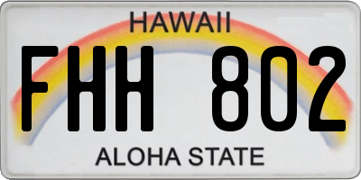HI license plate FHH802