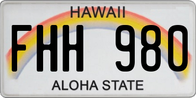 HI license plate FHH980
