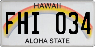 HI license plate FHI034