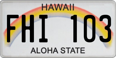 HI license plate FHI103