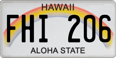HI license plate FHI206
