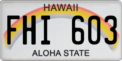 HI license plate FHI603