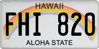 HI license plate FHI820