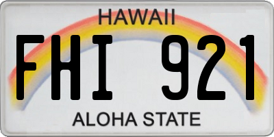 HI license plate FHI921