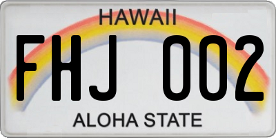 HI license plate FHJ002