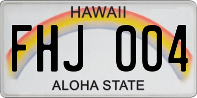 HI license plate FHJ004