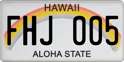 HI license plate FHJ005