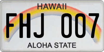 HI license plate FHJ007