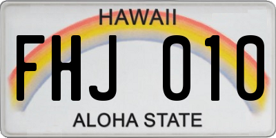 HI license plate FHJ010