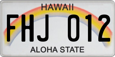 HI license plate FHJ012