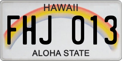 HI license plate FHJ013