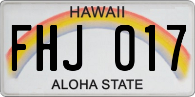 HI license plate FHJ017