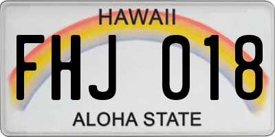 HI license plate FHJ018