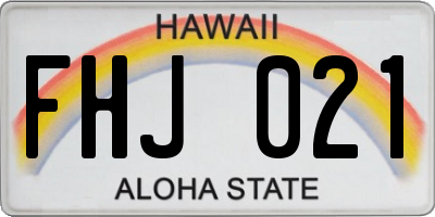 HI license plate FHJ021
