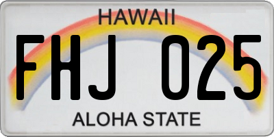 HI license plate FHJ025