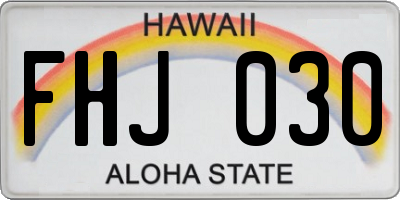 HI license plate FHJ030