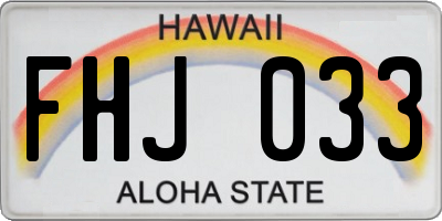 HI license plate FHJ033