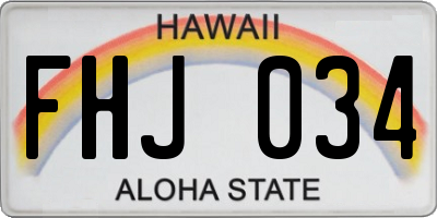 HI license plate FHJ034