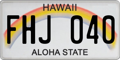 HI license plate FHJ040