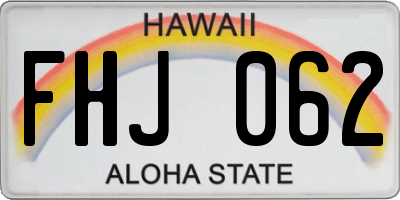 HI license plate FHJ062