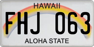 HI license plate FHJ063