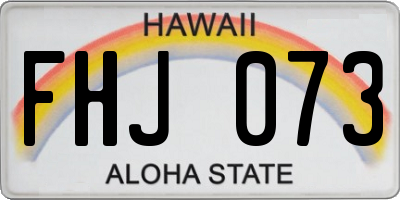 HI license plate FHJ073