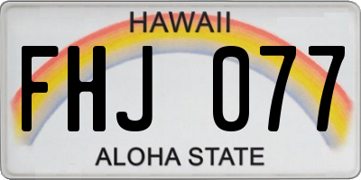 HI license plate FHJ077