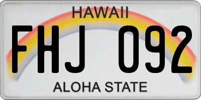 HI license plate FHJ092
