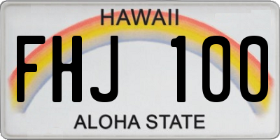 HI license plate FHJ100