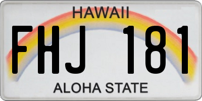 HI license plate FHJ181
